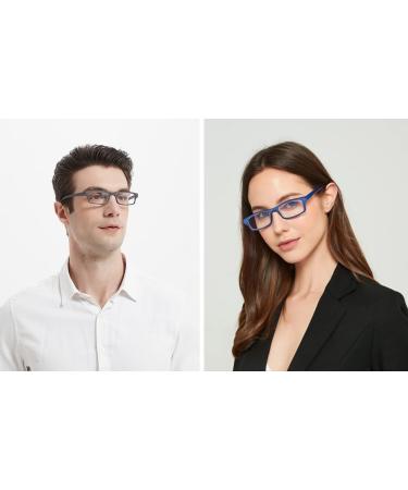 Eyeurl 2-Pack Reading Glasses for Men & Women - Anti-Blue Light Spring Hinge Rectangular Design Lightweight 1.25x Magnification - Buy Online on GoSupps.com