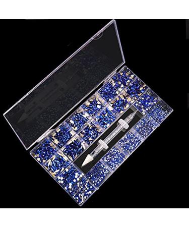Yzzseven 600 Diamonds +2500 Rhinestones Mix - 20 Styles Flatback Crystals Set for Nail Art DIY (Blue) - Buy Online on GoSupps.com