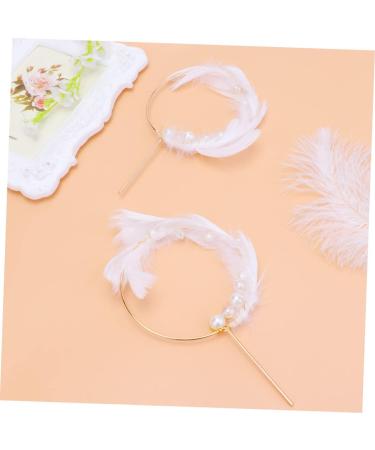 Vaguelly 2pcs Cupcake Sticks Wedding Iron Art Cake Topper Cake Picks Pearl Wreath White - Buy Online on GoSupps.com