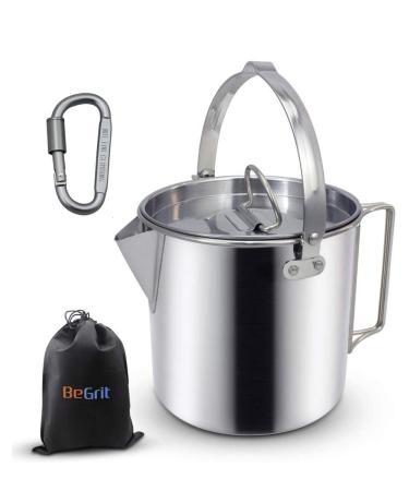 BeGrit Camping Coffee Pot Camping Pot Tea Kettle Stainless Steel Hiking Pot Portable Percolator Coffee Pot with Handles and with Lids for Camping Hiking Picnic - Buy Online on GoSupps.com