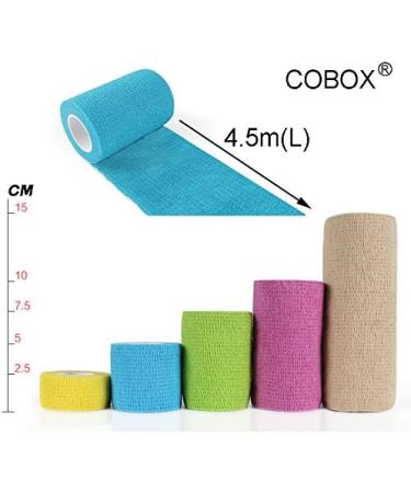 Cohesive Bandage - 12 Rolls x 10cm x 4.5m | Self-Adherent First Aid Sports Wrap & Pet Vet Wrap - Teal | COBOX - Buy Online on GoSupps.com