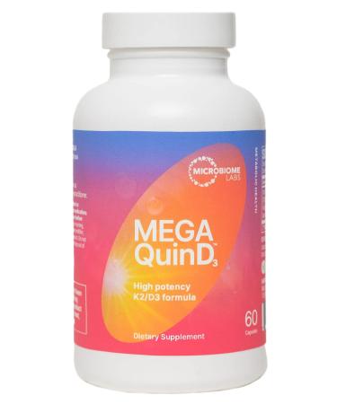 Microbiome Labs MegaQuinD3 - High Potency Vitamin D3 + K2 Supplement for Daily Use - Highly Bioactive Vitamin D Supports Nerve Heart & Bone Health (60 Capsules)
