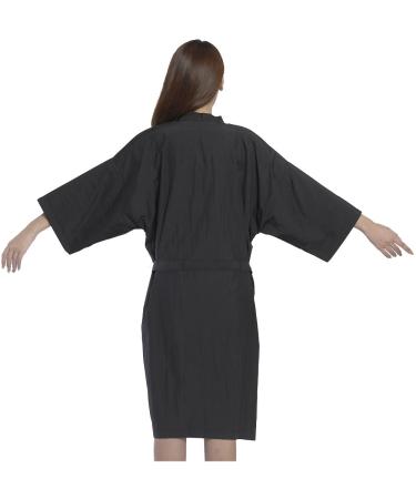 Kimono Style Salon Client Gown - 43 Inch Long (Black) | Hair Salon Smocks Capes - Buy Online on GoSupps.com