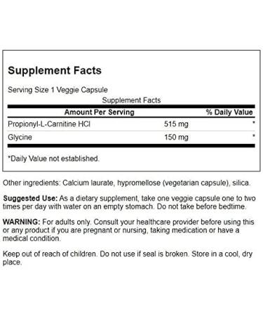 Swanson Propionyl L-Carnitine with Glycine - Heart Health & Energy Support - 60 Veggie Capsules - Buy Online on GoSupps.com