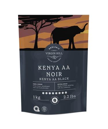 Virgin Hill Coffee - Kenya Black AA - Extra Bold Intensity & Extra Dark Roast - One Kilo of High-Grade Coffee Beans - 1 kg / 2.2 lbs Whole Beans 2.2 lbs / 1 kg