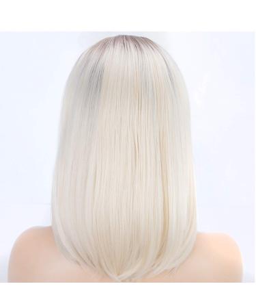 SHIYID Blonde Short Wig for Women | Synthetic Lace Front Wig with Light Brown Roots | Heat Resistant Fiber - Buy Online on GoSupps.com