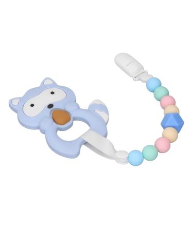 Sensory Chew Necklace Baby Teether Toy Food Grade Silicone Cute Infant Teething Chewing Toy with Pacifier Chain Teething Bibs for Toddler Bibs (Blue)