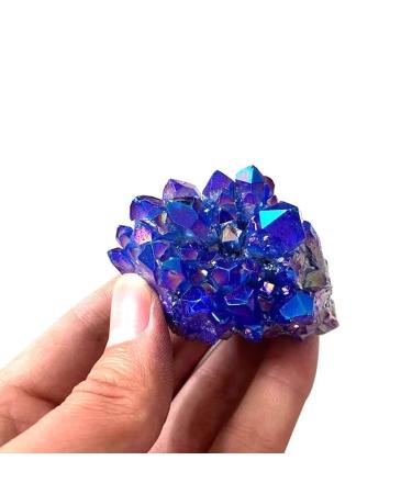 Natural Crystal Rough Natural Quartz Crystal Cluster Titanium Bismuth Electroplated Blue Stone Specimen Home Decoration Gift (Color : 120g)