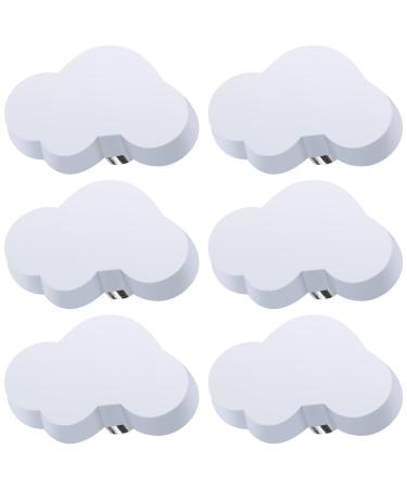 Iniuniu 6 PCs cloud shape drawer buttons Furniture buttons cartoon shape soft adhesive buttons for children for cabinet handle drawer buttons children's room cupboards toy organizer box (white)