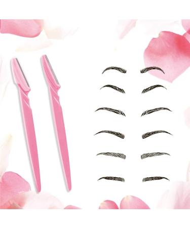 Facial Razor for Women - 6PC Eyebrow Dermaplaning Tool Set | Precision Eyebrow Shaving Razors in Pink - Buy Online on GoSupps.com