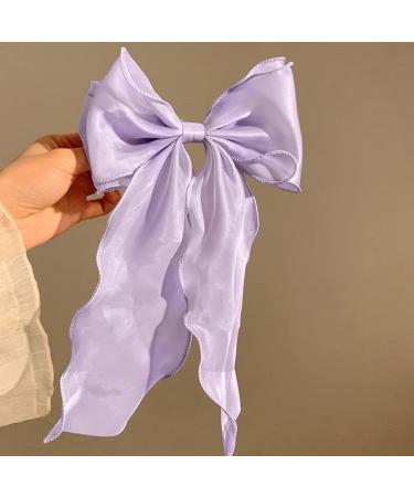 Youvelst 3PCS Bow Hair Barrettes for Girls & Women - Blue Purple White | Large Hair Metal Clips - French Barrette Big Bow Ribbon Hair Accessories - Buy Online on GoSupps.com