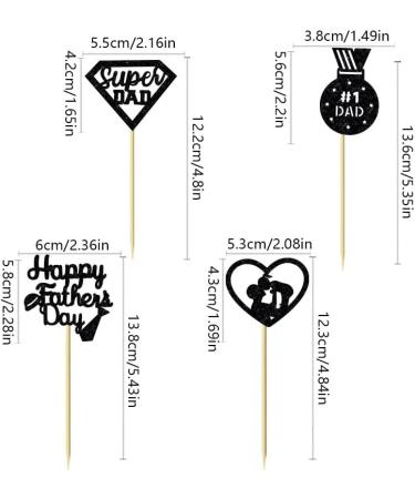 UXYOKM 24Pcs Happy Father's Day Cupcake Toppers Black Glitter Super Dad Heart Medal Cupcake Picks for Fathers Day Party Cake Decorations Supplies Black a - Buy Online on GoSupps.com