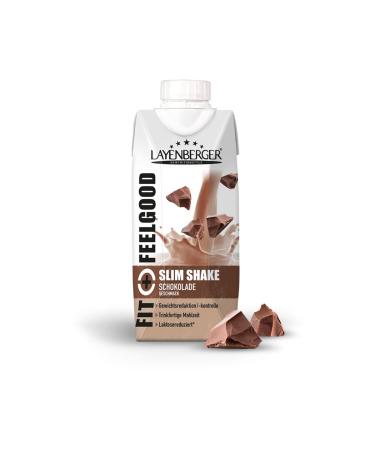Layenberger Fit+Feelgood Slim Shake chocolate ready -to -drink meal for weight loss and control replaces a meal with only 208 kcal gluten -free lactose reduced (8 x 330ml) - Buy Online on GoSupps.com