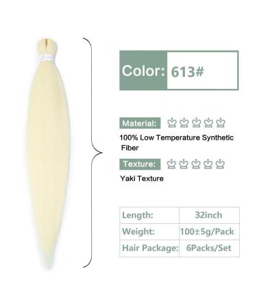 YDDM Pre-Stretched Braiding Hair Extensions 32 Inch - 6 Packs Jumbo Braids - Golden 613# Kunsthaar for Braid Art - Buy Online on GoSupps.com