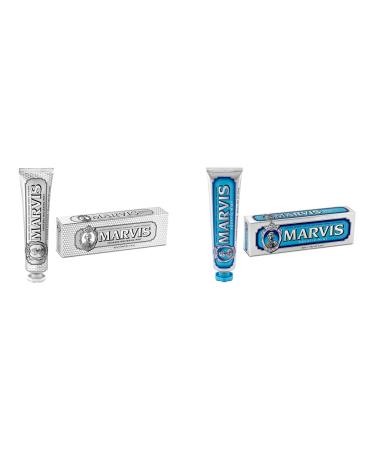 Marvis Whitening Mint toothpaste 85 ml & toothpaste aquatic mint 85 ml uniquely aromatic toothpaste promotes healthy gums and long -lasting freshness with taste of water mint