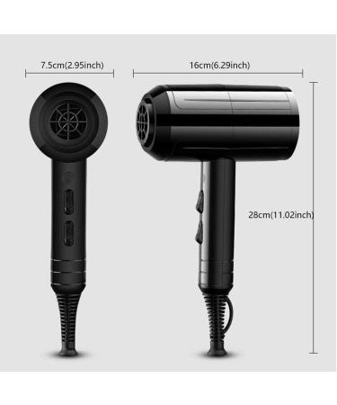 1800W Professional Hair Dryer with Nozzles Ionic Salon Powerful Supersonic Hairdryer AC Motor Fast Blow Dryer with 3 Heat 2 Speed Cool Shot Long Cable Quiet Fast Drying for Home Men and Women Purple Black - Buy Online on GoSupps.com