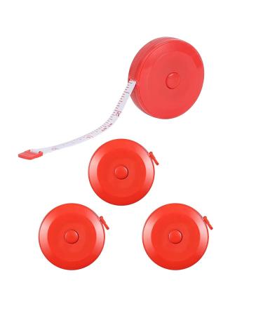4 Pack Soft Retractable Measuring Tape 60-Inch 150cm red Double Scale Measurement Tape for Body Measuring Sewing Tailor Cloth Knitting Home Craft Measurements 4 Pack (red)