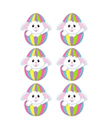 6 x Easter Bunny in Egg Edible Wafer or Icing Cupcake Toppers Fun Colourful Party Cake Decorations Perfect For Brownies Cookies Muffins & More! (Edible Wafer Card)