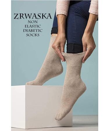 ZRWASKA Diabetic Socks For Women Wide Honey Comb top soft cuff Ankle Oedema friendly Non-Elastic Grip for Swollen feet Leg Non-Binding Circulatory Neuropathy Socks 4-8 (Pack 6) 4-8 Pink (6 Pairs) - Buy Online on GoSupps.com