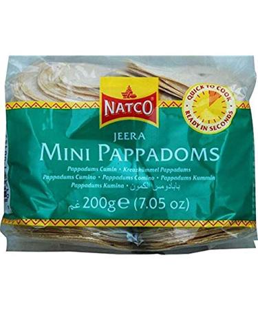 Natco Jeera (cumin) Mini Pappadoms - 200 g - Lot de 2