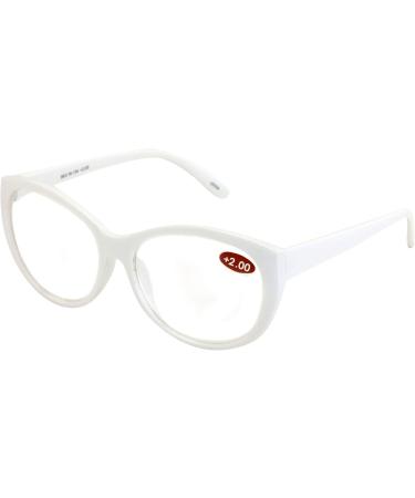 Buy V.W.E. Oversize Women Reading Glasses - Vintage Cateye Jackie Oval - Clear Lens White 2.5x Magnified Readers International Shipping - Buy Online on GoSupps.com
