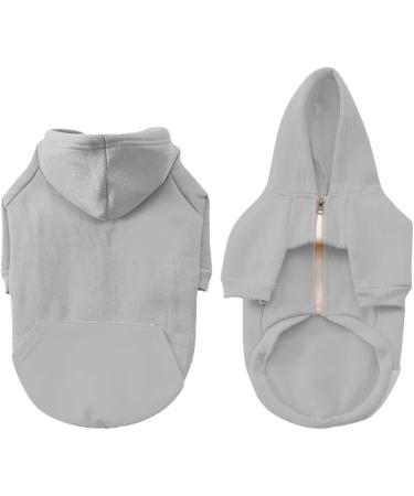Meioro Warm Hooded Sweater for Dogs & Cats - Cute Zip Pet Hoodie for French Bulldogs & Pugs | Size S Gray - Buy Online on GoSupps.com