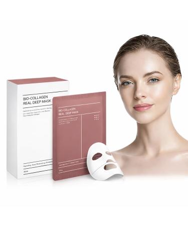 Masque Collagene Visage 5 Pi ces Masque Bio-Collagen Hydratant & Anti- ge Resserre les Pores Raffermit la Peau Soin Cor en pour Tous Types de Peau rose