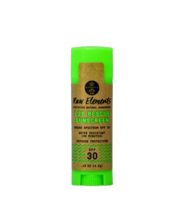 Raw Elements Organic Lip Rescue Zinc Oxide SPF 30+, 0.15oz Lip Rescue SPF 0.15 Ounce (Pack of 1)