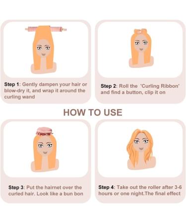 2PCS Satin Heatless Hair Curler Set - Lazy Overnight Curls with Heatless Curlers Headband - Pink - Buy Online on GoSupps.com