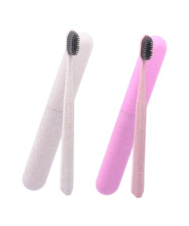 Gatuida travel container 2st toothbrush set household toothpaste gift travel pp-raw material manual toothbrush 1 piece (1 Pack) sorted color