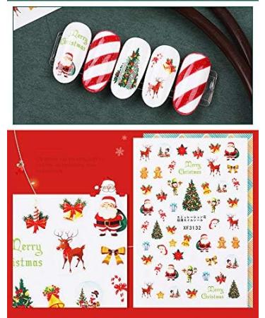 Brishow Christmas Nail Stickers 8 Sheets Nail Polish Stickers Self-Adhesive Elk Snow Nail Art Decals Full Wraps Nail Art Designs for Women Girls - Buy Online on GoSupps.com