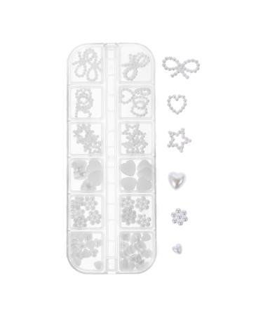 LALAFINA 1 Box Nail Decoration Pearl Nail Art Nail Jewels Nail Pearls Pearl Nail Gems Pearls for Nails Art Mini Decor Rhinestones Manicures Accessories Nail Supplies White Heart