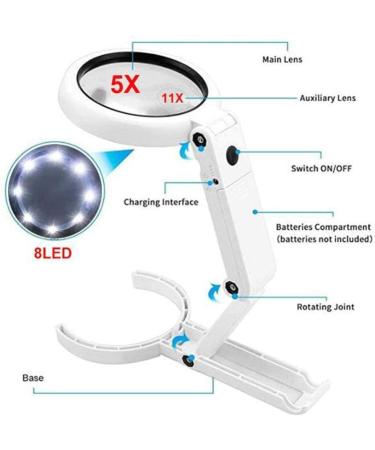 Desktop Magnifying Glass 5X 11x Handheld Magnifier Illuminated Desktop Magnifying Glasses with 8 Led Lights & Foldable Handle Reading Glass Loupe for Reading Repair Hobb Interesting Lofty Ambition - Buy Online on GoSupps.com