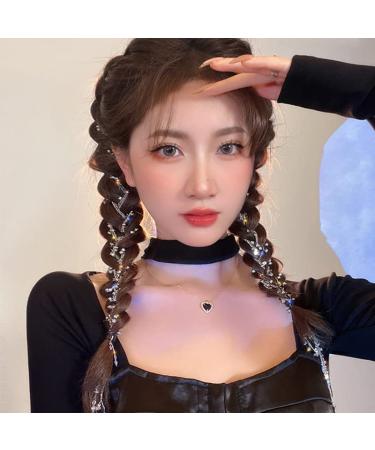 Rhinestone Star Tassel Hair Chains - 2 Piece Set for Women and Girls | Silver Crystal Head Chain Hair Clip | Perfect for Nightclub, Party, and Daily Wear - Buy Online on GoSupps.com