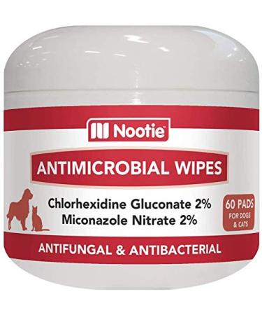 Medicated Dog Wipes by Nootie - Antifungal, Antimicrobial, & Antibacterial Wipes for Dogs - 2% Chlorhexidine Wipes with 2% Micronazole for Best Results with Cats & Dogs - USA Made Wet Wipes - 60 Pads