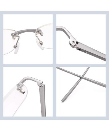 Yimi Rimless Bifocal Reading Glasses with Blue Light Filter Spring Hinge Women s Readers | Titan Alloy Silver 2.0x Magnification - Buy Online on GoSupps.com