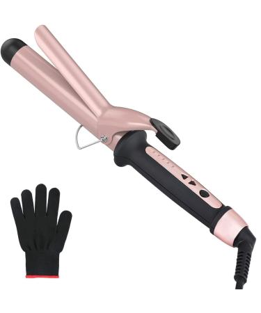 Curling Tongs Curling Wand 38mm Hair Curler Large Barrel Curling Iron for Long Thick Hair with Glove 120 C-210 C Adjustable Auto-Off