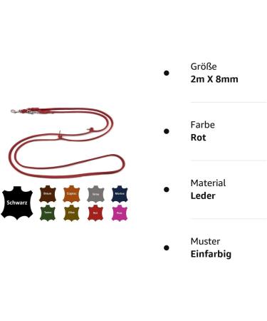 Adjustable Fat Leather Dog Leash for Small & Large Dogs - 2m 2.4m 2.8m 3.5m 5m - Red - Durable & Stylish - Buy Online on GoSupps.com