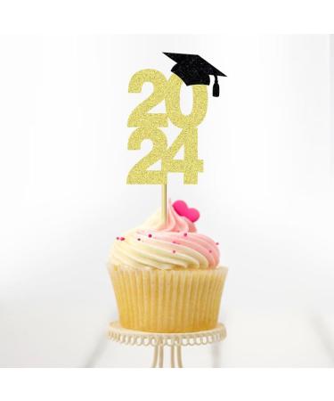 24 Pcs 2024 Graduation Cap Cupcake Toppers Theme Party Cake Decoration Dessert Insert MGPFERD - Buy Online on GoSupps.com