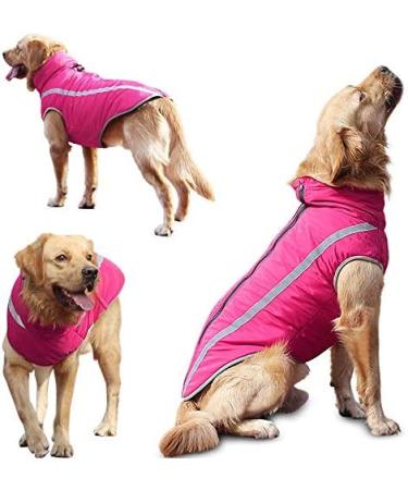 Waterproof Dog Coat for XL-6XL XXL Rose: Winter Warm Jacket for Small to Large Dogs - Windproof Pet Clothes with Harness Hole by Idepet - Buy Online on GoSupps.com