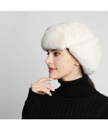 Winter Russian Fur Bomber Hat - Unisex Ushanka Trooper Trapper - White - Buy Online on GoSupps.com