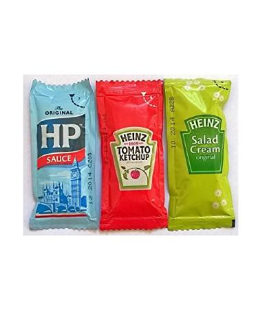50 Heinz Salad Cream 50 Heinz Tomato Ketchup and 50 HP Sauce - Individual Sachets