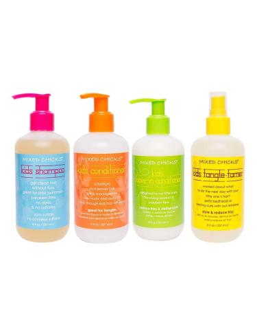Mixed Chicks Kid's Quad Pack - Shampoo Conditioner Leave-in Conditioner Tangle-Tamer 8 fl.oz (Pack of 4)