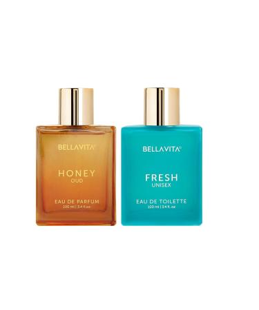 Unisex Gift Set - Honey Oud & Fresh Perfumes for Women & Men | Bergamot Ylang-Yalng Patchouli Vanilla Bergamot Floral & Spicy | Long Lasting | Vegan & Cruelty Free - (2 * 100 ML)