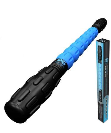 Physix Gear Sport massage roller with handle self -massage fascia rod for muscle pain & tension fascia roll with handle for neck back & legs fascia roller massage stick blue blue - (1 pack + eguide)