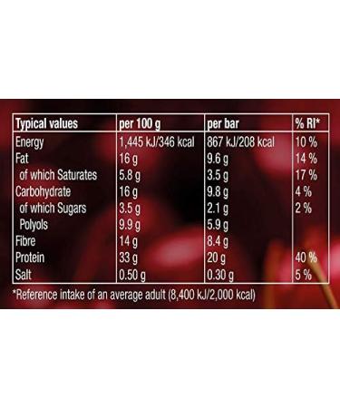 Reflex Nutrition R-Bar Cherry Bakewell Protein Bar 12x60g - 20g Whey Protein, Low Sugar, High Fibre - Buy Online on GoSupps.com