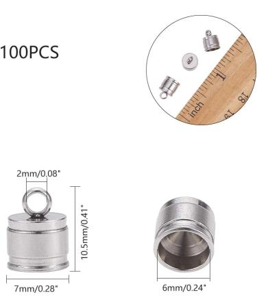 100PCS Arricraft 304 Stainless Steel Cord Ends for Jewelry Making - Glue-in Fasteners for Necklace, Tassel, Leather - 6mm, Loop 2mm - Buy Online on GoSupps.com