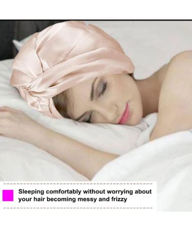 Silk Hair Bonnet for Women - Double Layer Soft Night Cap for Sleeping and Hair Care - Champagne - Buy Online on GoSupps.com