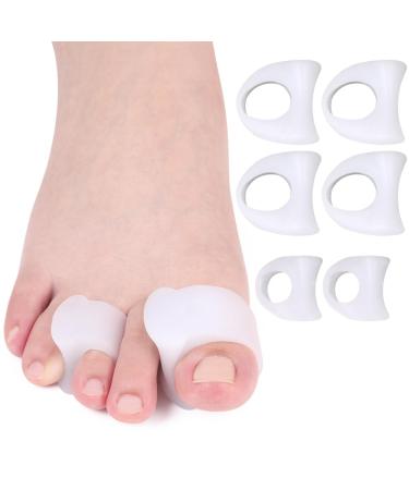 Hilph Bunion Corrector Big Toe Straightener Toe Spacers for Men and Women 4 Big and 2 Middle Gel Toe Separators Minimally Invasive Hallux Valgus Hammer Toe Straightener-White