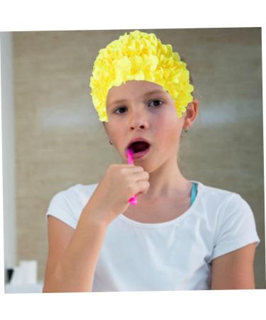 Yellow Floral Women's Swim Cap | Breathable Swimming Hat for Fashionable Women - Buy Online on GoSupps.com